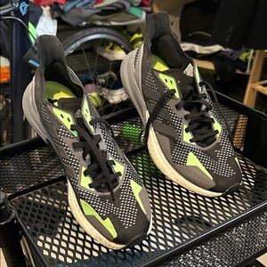 Adidas Men's Black and Neon Green Athletic Shoes boost.